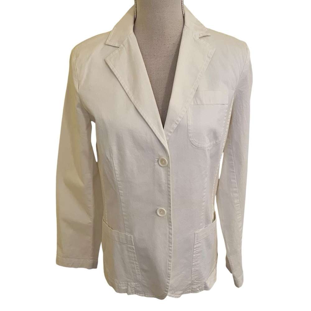 Talbots Vintage Creamy White Stretch Cotton Blazer 8